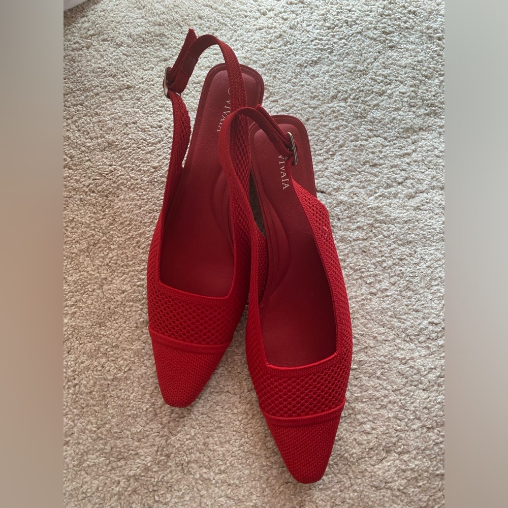 Viviana Red Slingback kitten heel